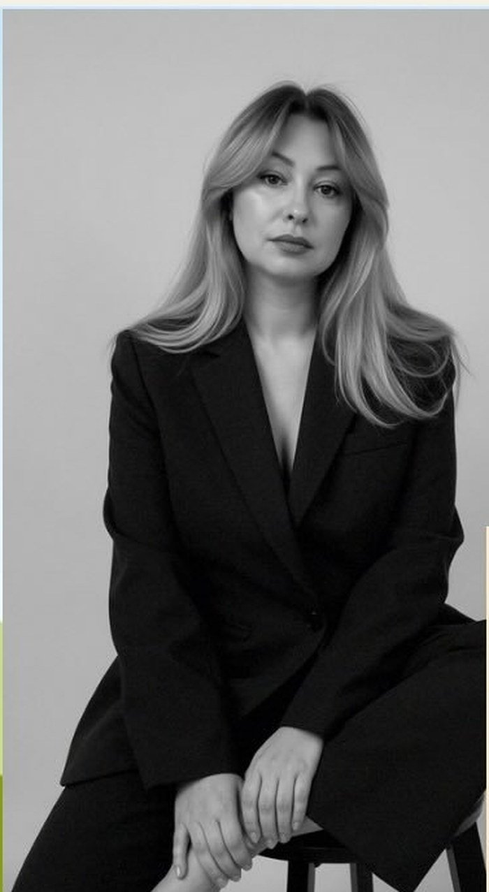 Hanna Topal, nail artist at HT Secret Studio, black and white portrait